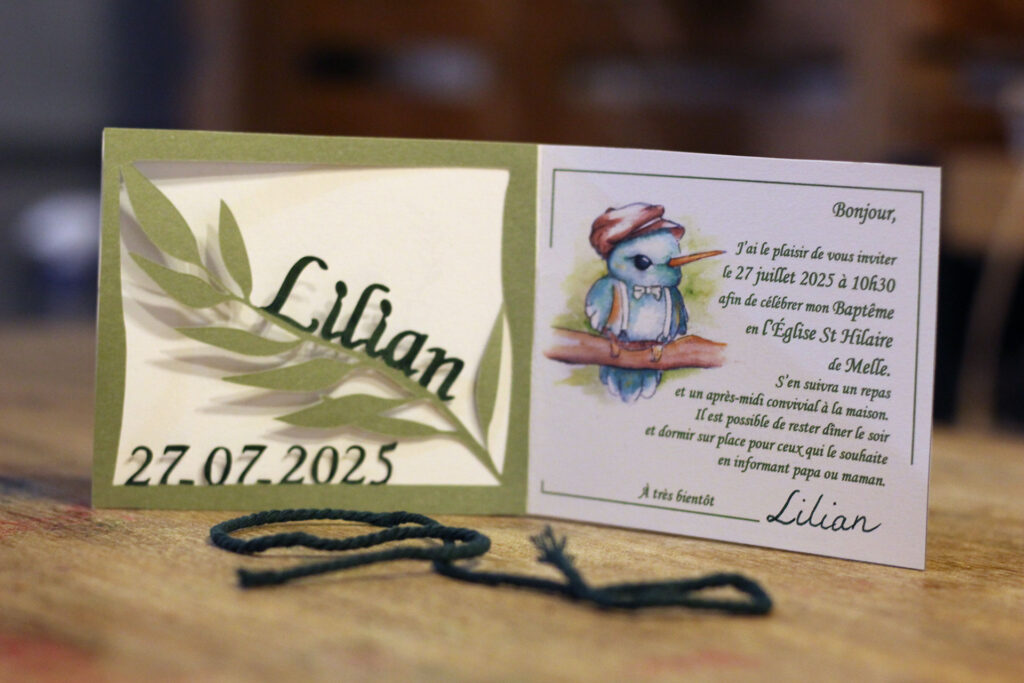 Création d’un faire-part de Baptême – Deux-Sèvres –